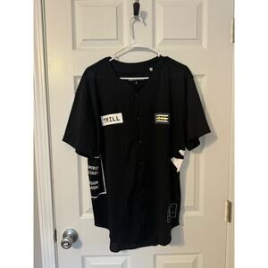 BEENTRILL Button Up T-Shirt Black, Blue, Yellow Sz: Medium